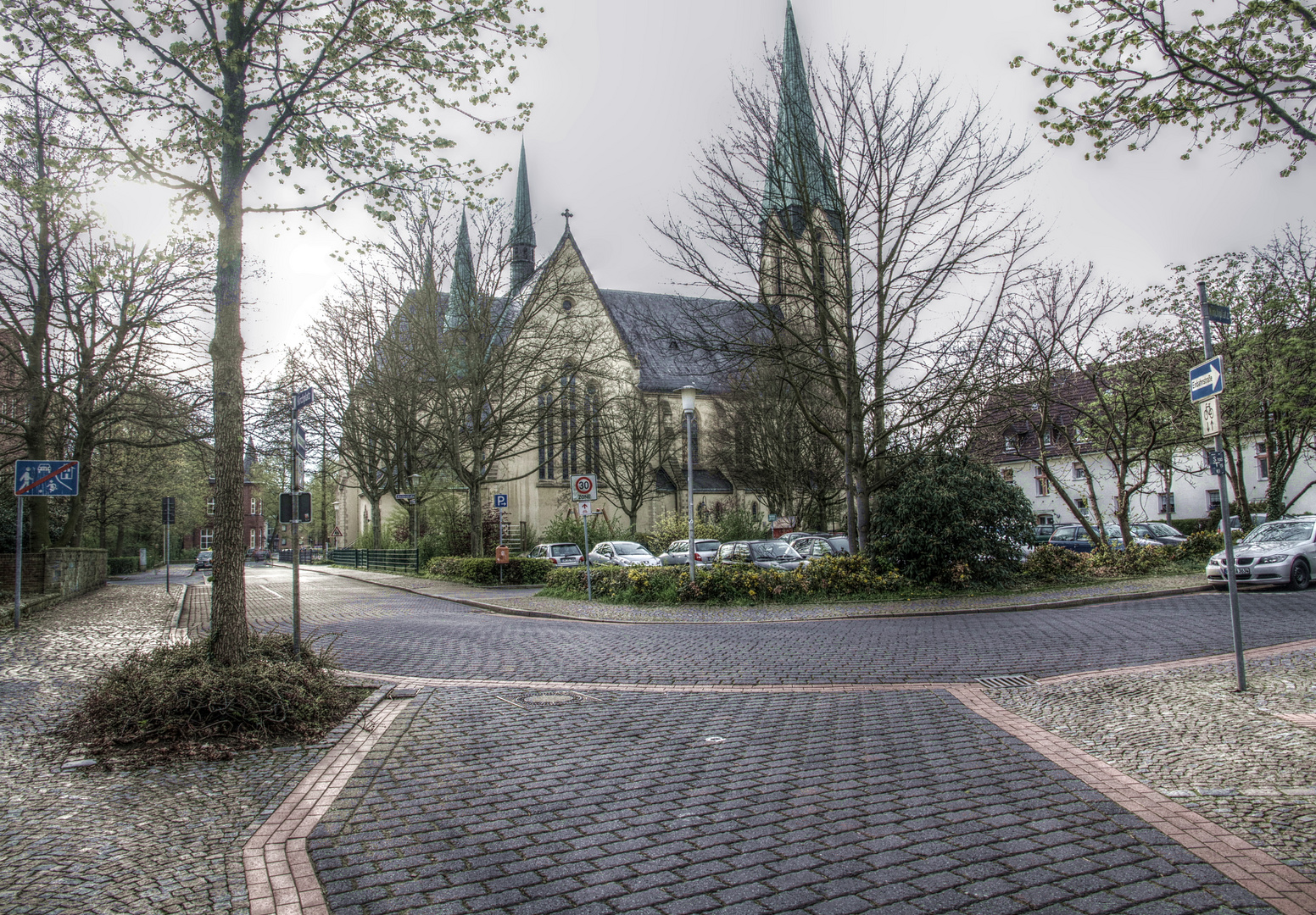 Blick auf die kath.Kirche