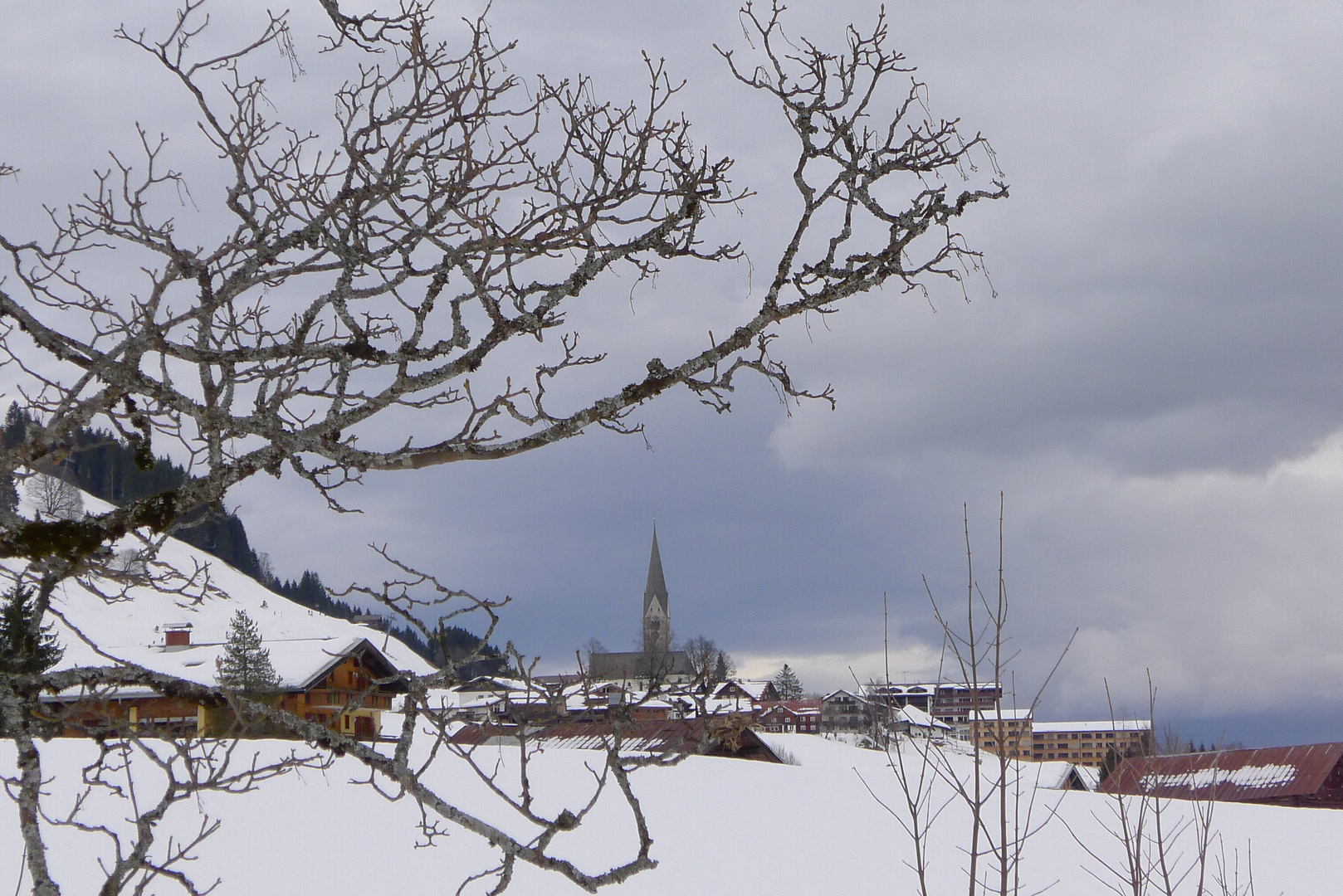 Blick auf die Kirche von Mittelberg