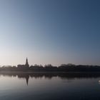 Blick auf die Klosterkirche in Malchow am frühen Morgen