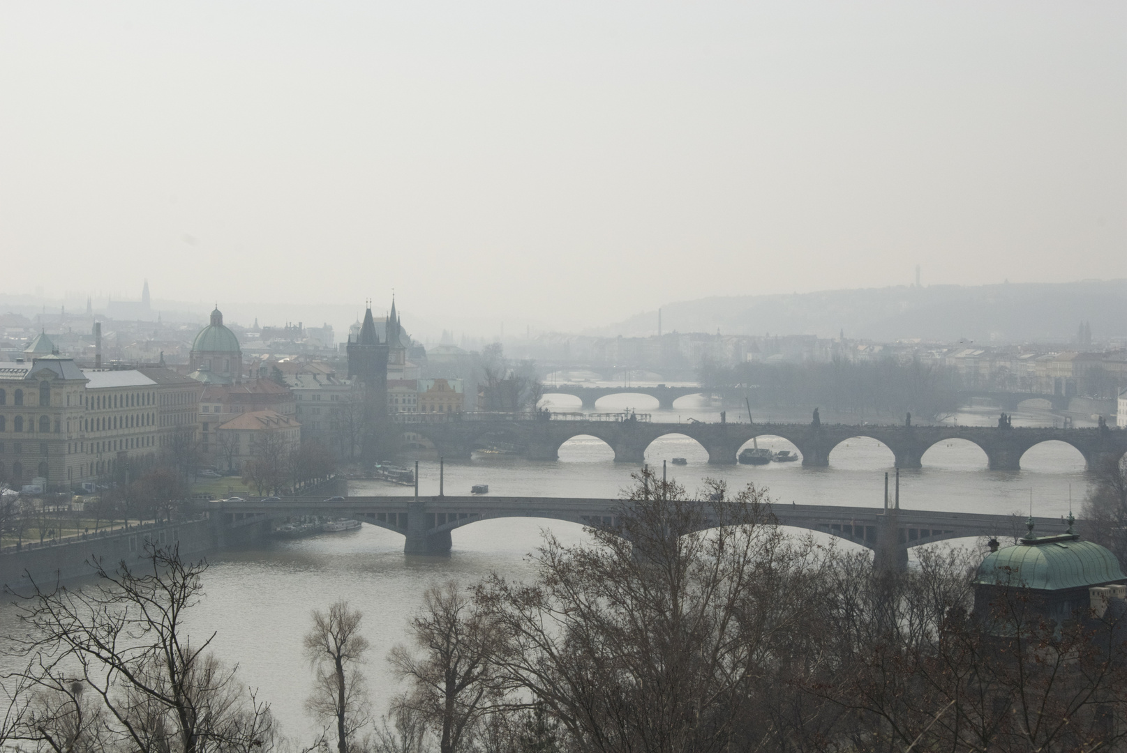 Blick auf die Moldau im diffusen Licht