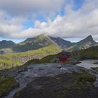 Blick auf die Munkebu Hütte und Umgebung