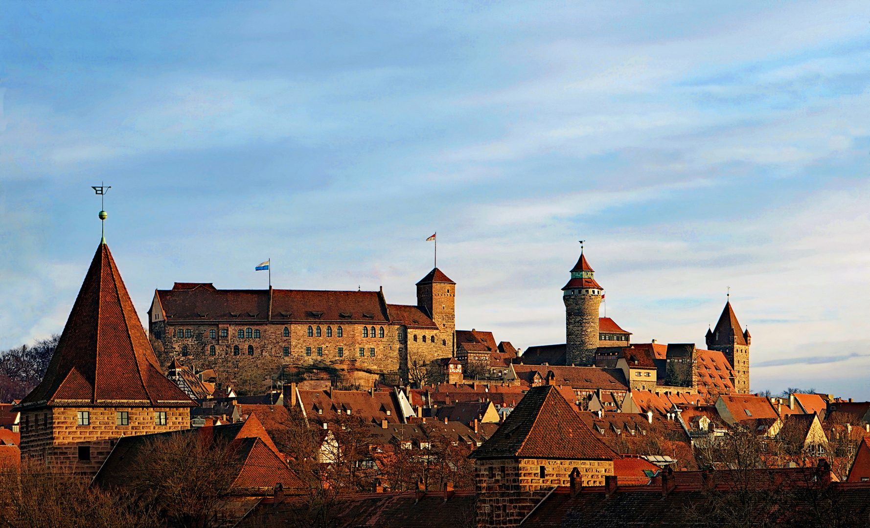 Blick auf die Nürnberger Burg bei Sonnenaufgang