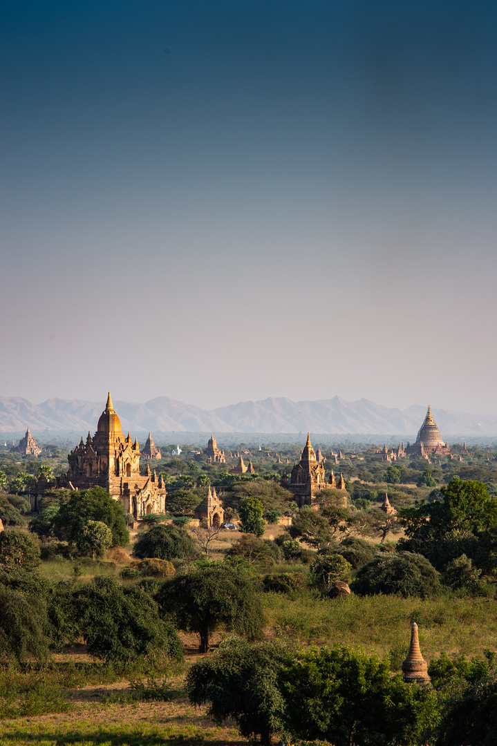 Blick auf die Pagoden von Bagan