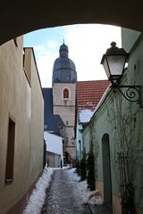 Blick auf die Petrikirche in Eisleben - Luthers Taufkirche