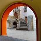 Blick auf die Rathaustreppe in Görlitz