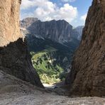 Blick auf die Serpentinen am Grödner Joch 