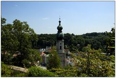 Blick auf die St. Jakobs Kirche in Burghausen