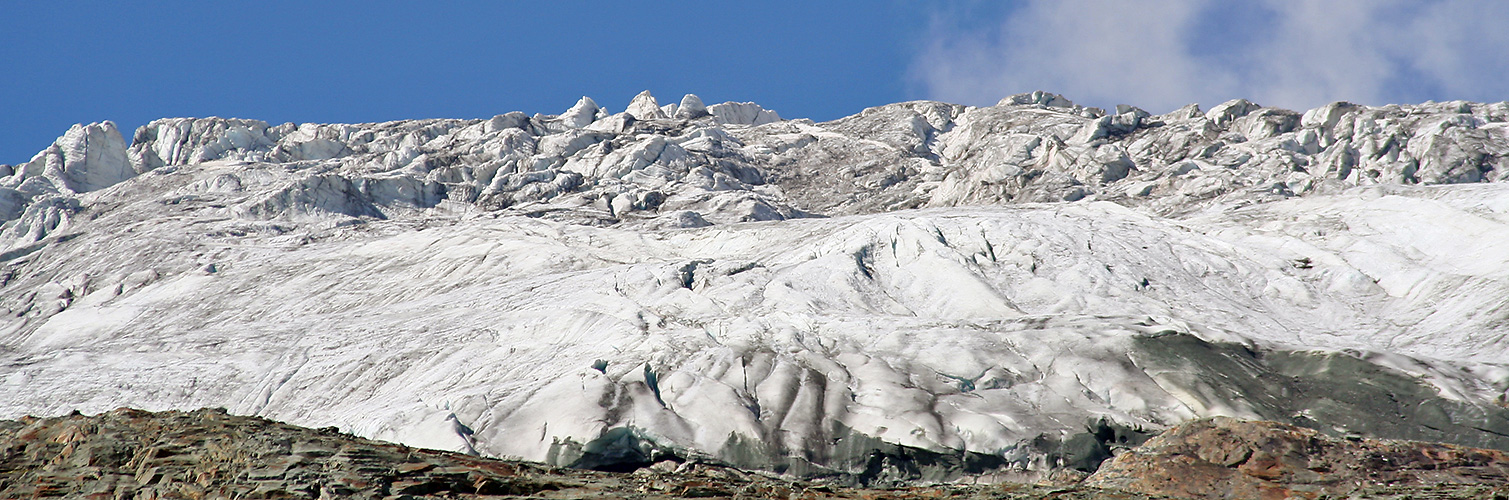 Blick  auf die Zunge des Feegletschers im Sommer 2007