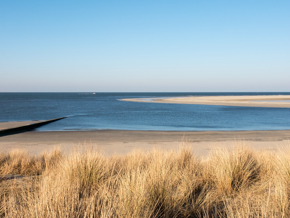 Blick auf Dünen, Strand und Meer