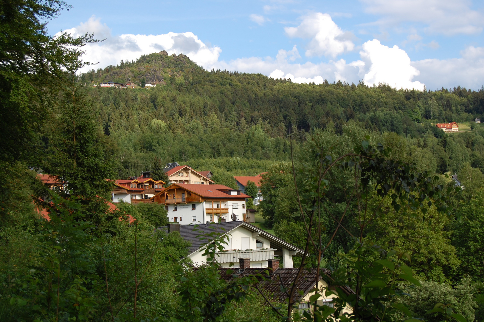 Blick auf einen Teil von Bodenmais mit dem Silberberg…