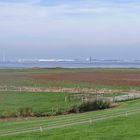 Blick auf Emden-Aussenhafen vom Dollartdeich aus gesehen südlich von Pogum (Rheiderland)