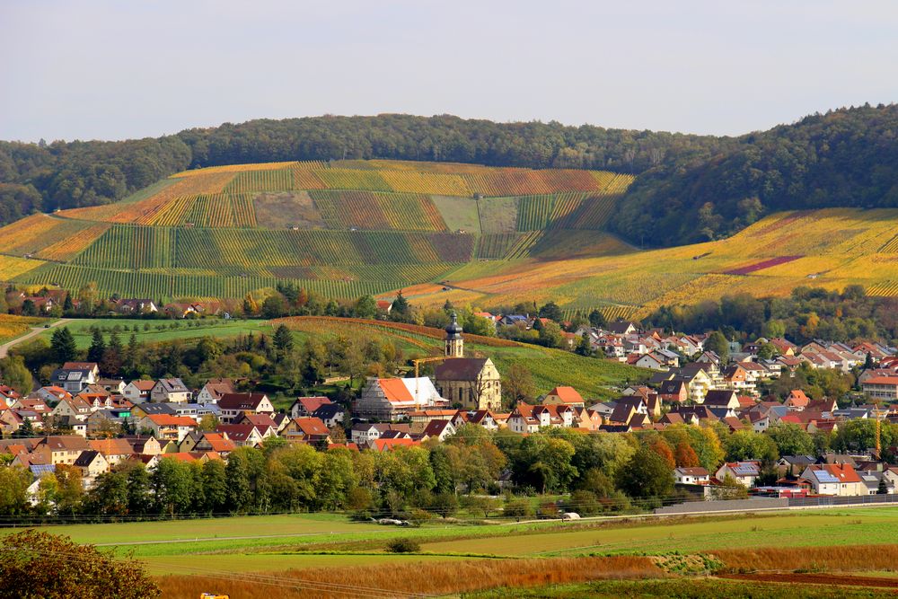 Blick auf Erlenbach im Herbst 