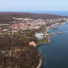 Blick auf Hafenstadt Sassnitz-Rügen, an der Ostsee.