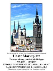 Blick auf Halles 5 Türme mit Ausgrabungen der alten Marienkirche