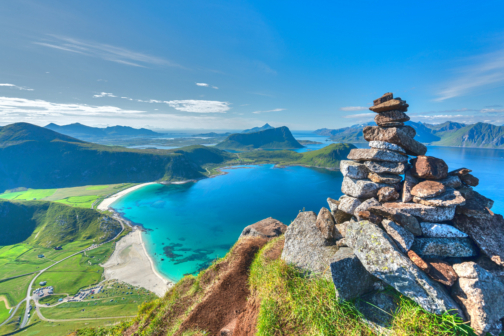 Blick auf Haukland Beach