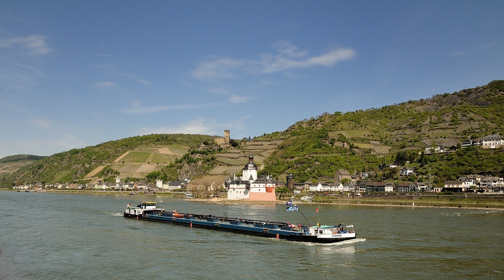 Blick auf Kaub und die Burg Pfalzgrafenstein, Aufnahme letztes Jahr...