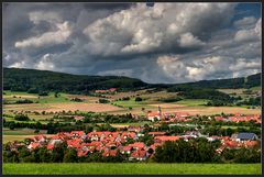 blick auf leubach in der rhön ...