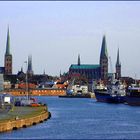 Blick auf Lübeck von der Warburgbrücke