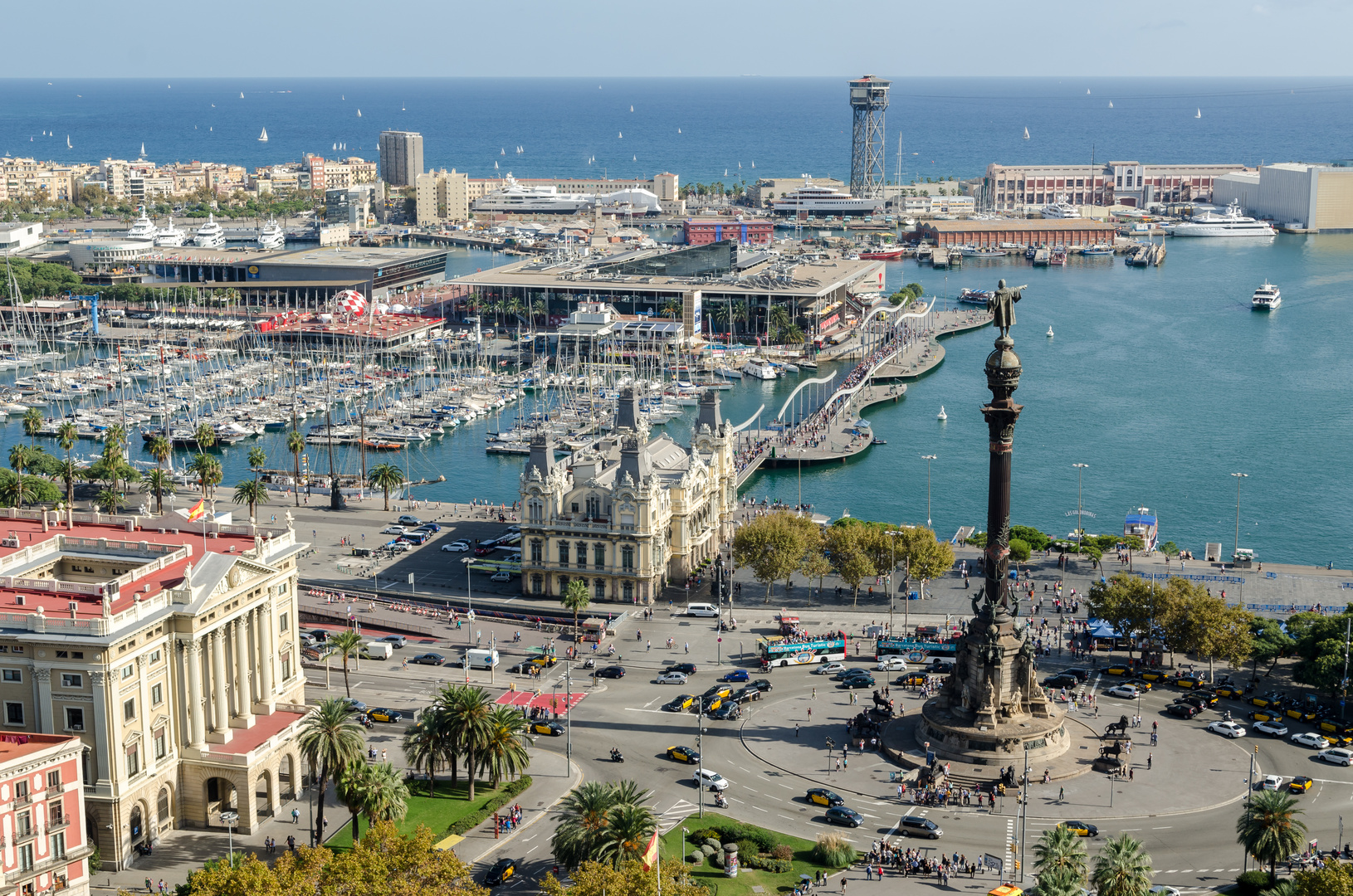 Blick auf Marina Port Vell und Rambla del Mar, Barcelona