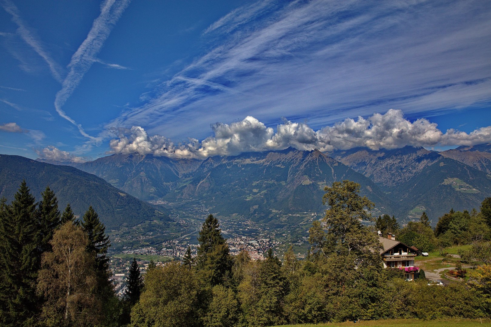 Blick auf Meran und die Texel-Gruppe