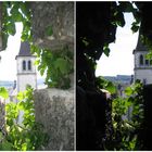 Blick auf Murten durch die Stadtmauer