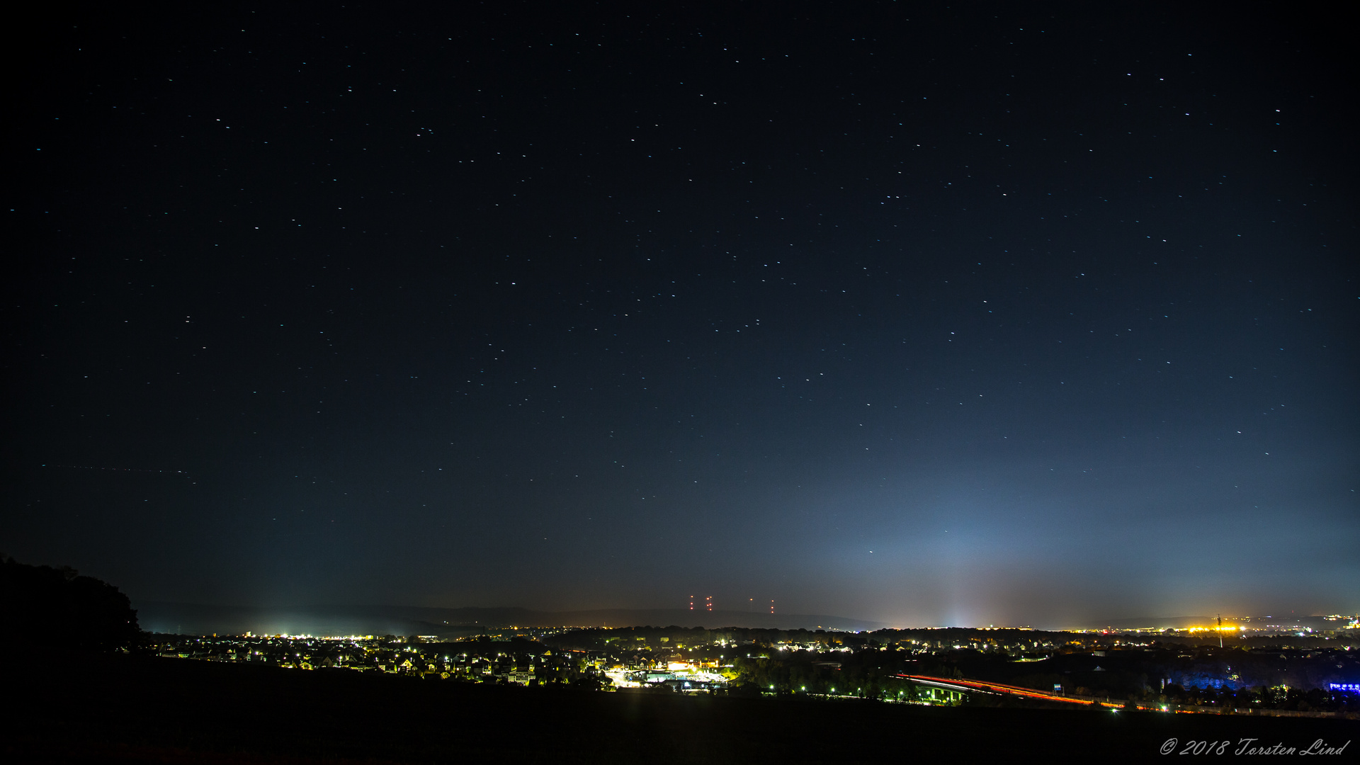 Blick auf Niestetal bei Nacht