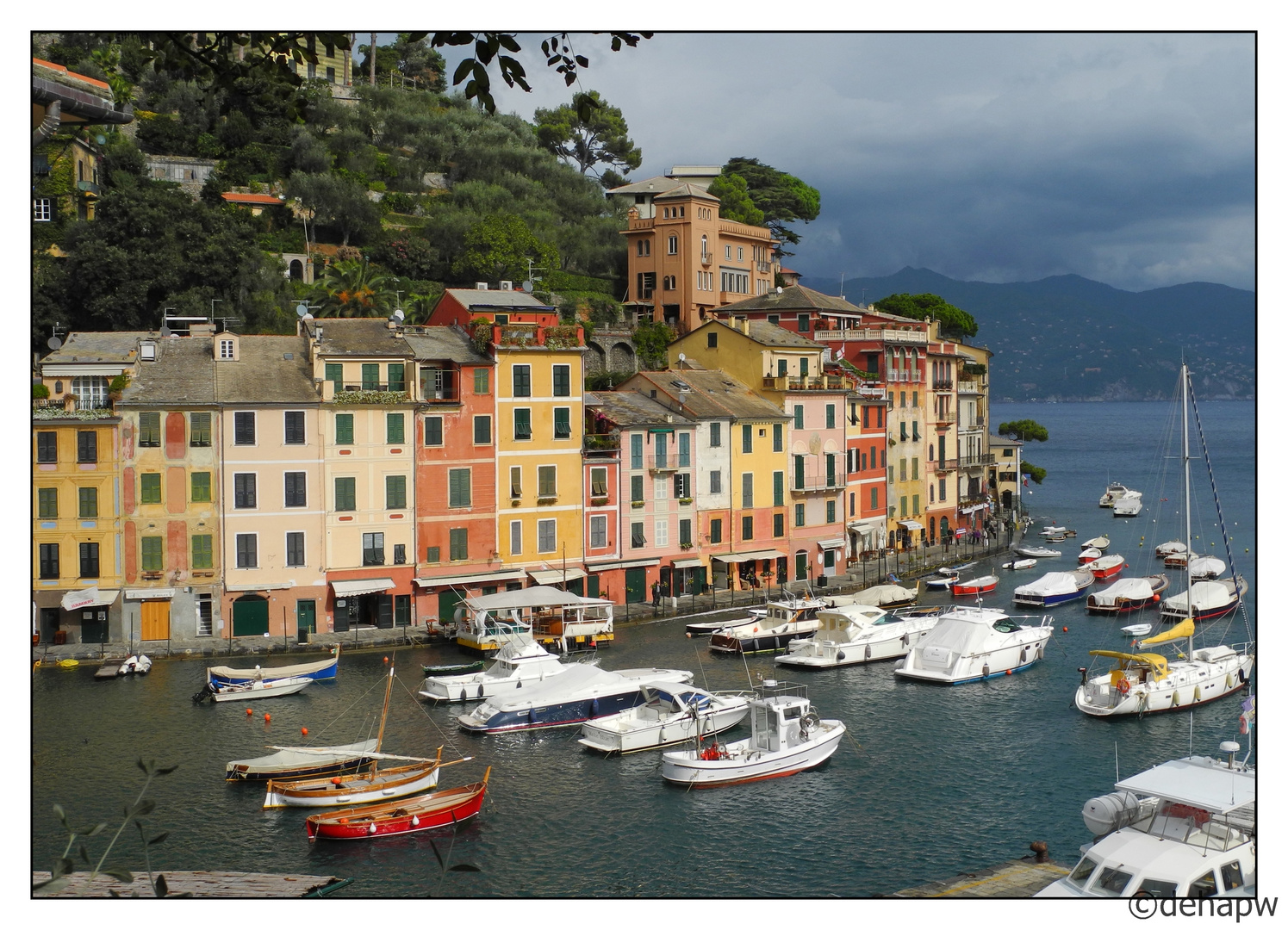 Blick auf Portofino und den Hafen