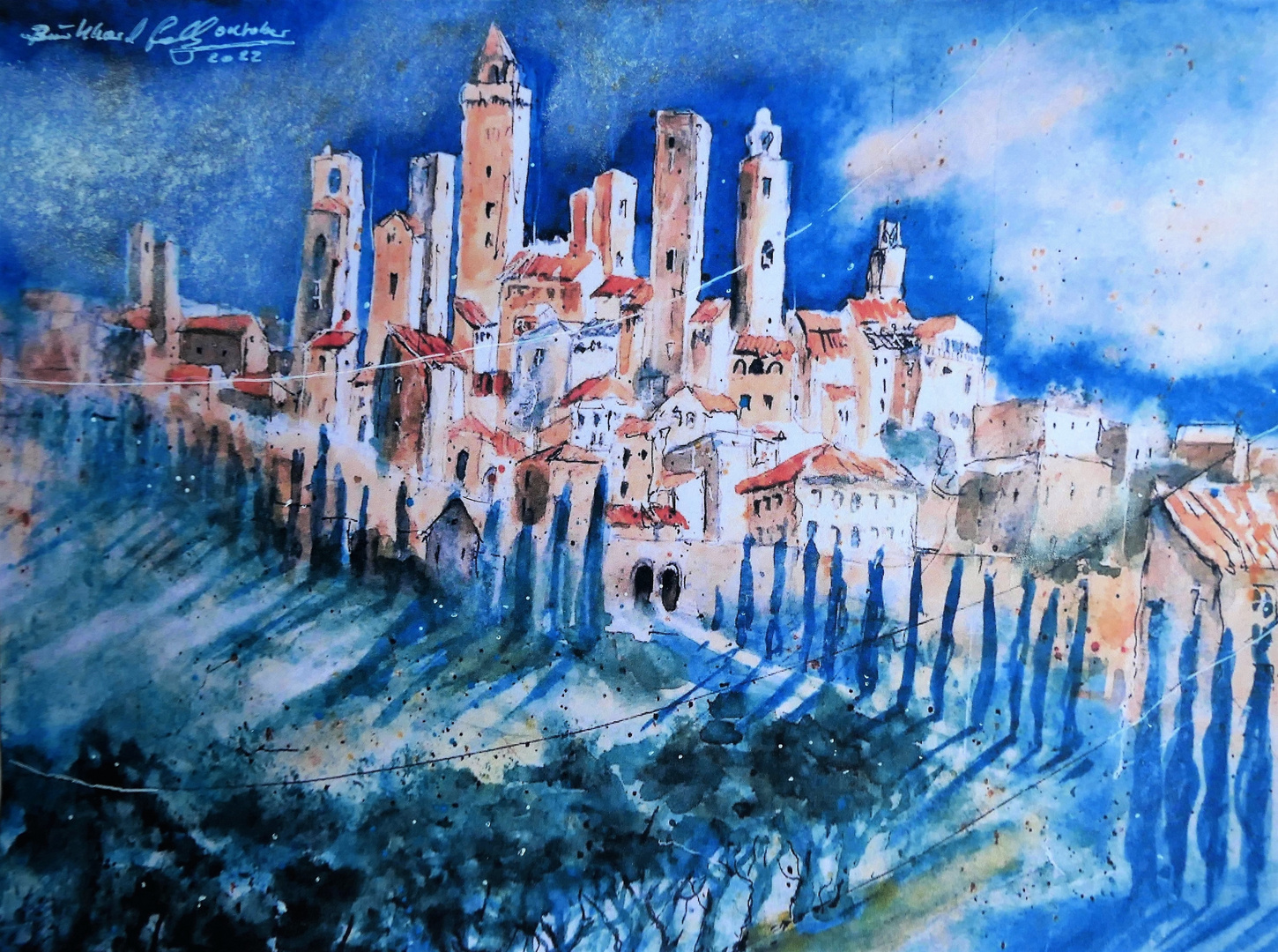 Blick auf San Gimignano in der Toskana