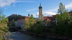 Blick auf Schlossberg am Morgen