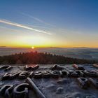 Blick auf schönen Sonnenuntergang im Fichtelgebirge