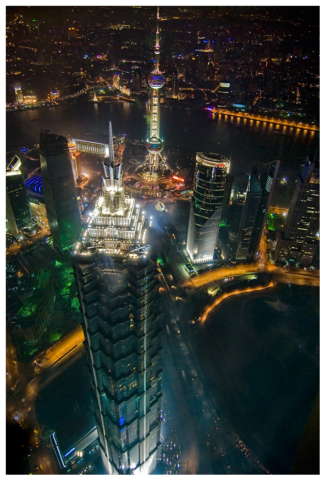 Blick auf Shanghai bei Nacht