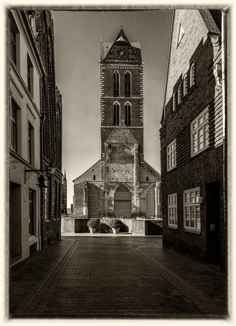 Blick auf St. Marien, Wismar