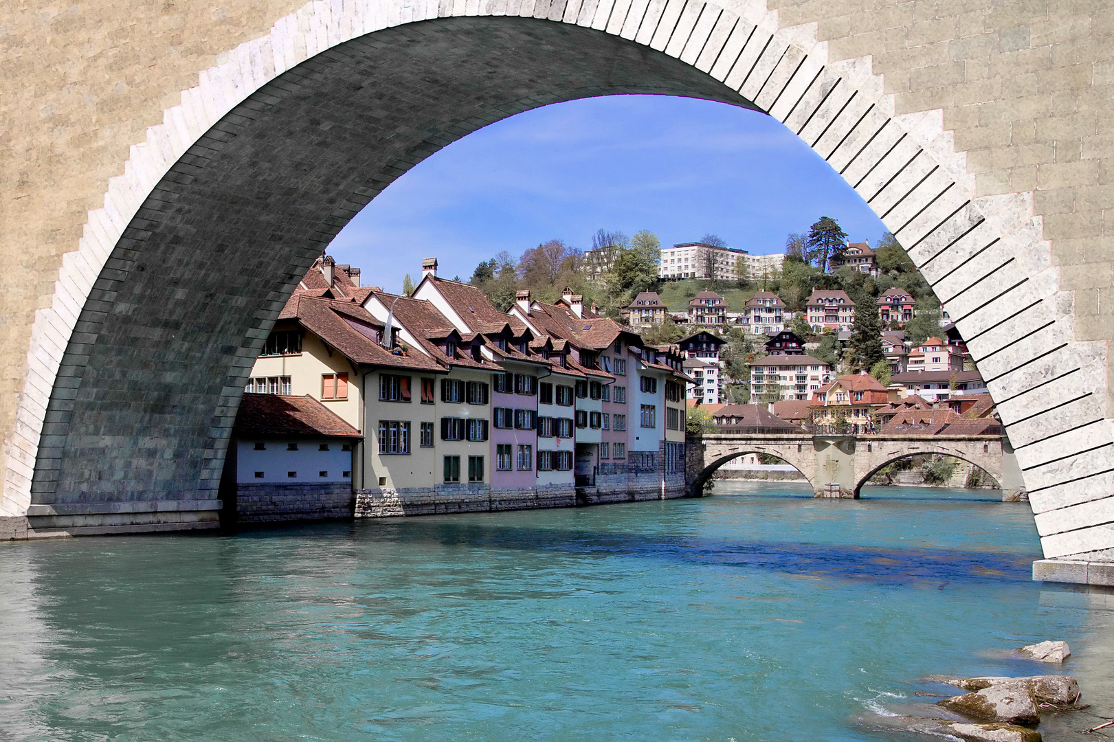 Blick auf Teil von Altstadt von Bern, Schweiz