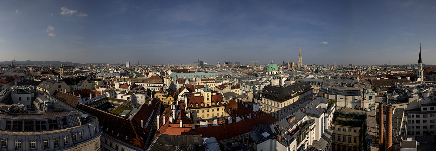 Blick auf Wien vom Hochhaus Herrengasse