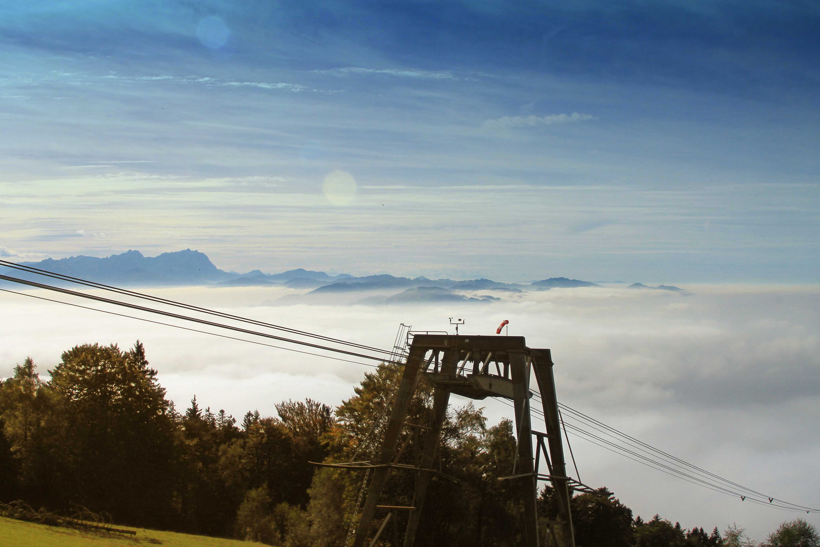 Blick aufs Nebelmeer über'm Bodensee und auf den Säntis