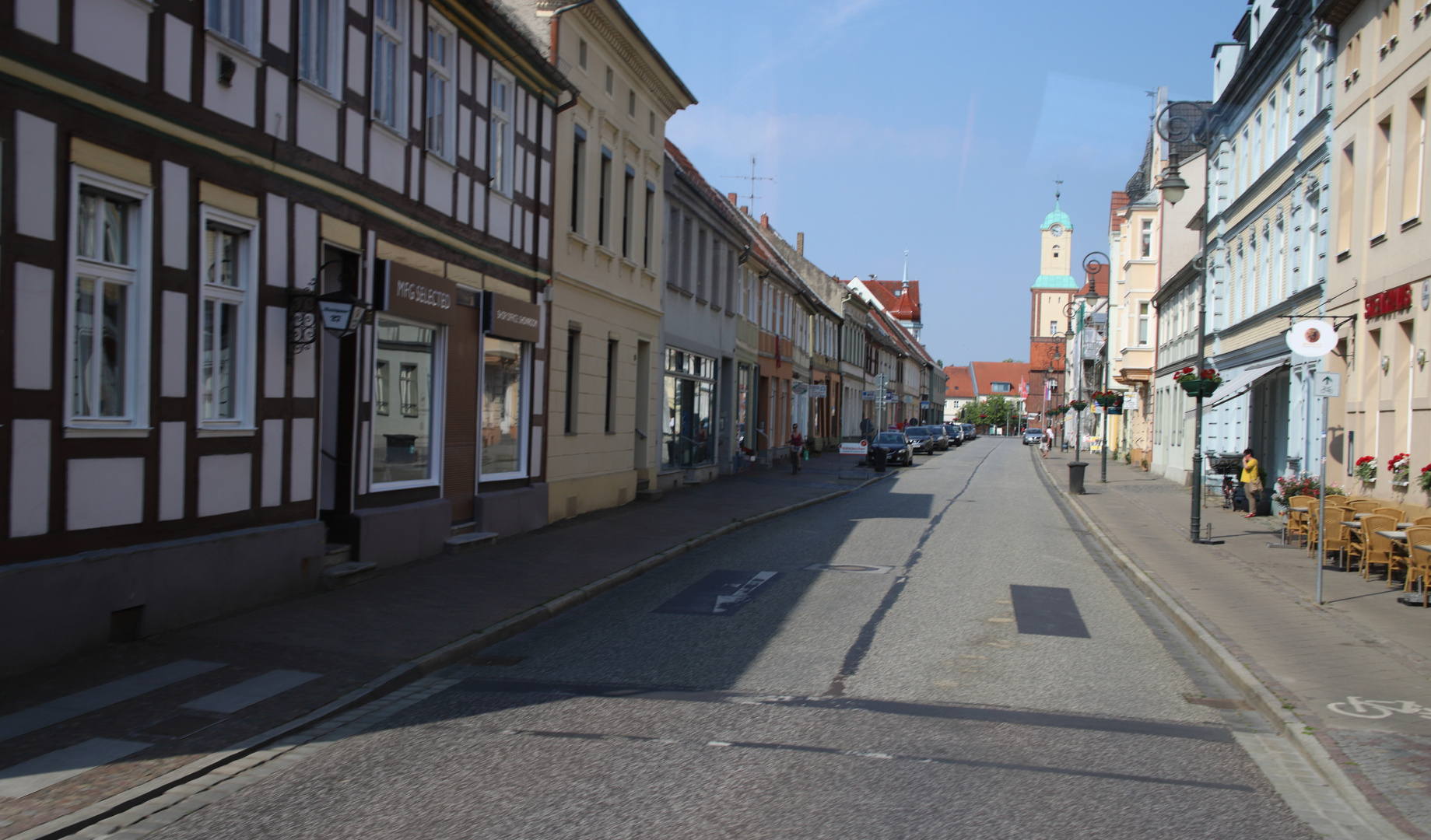 Blick aus dem Bus zum Rathaus in Wittstock/Dosse