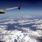 Blick aus dem Flugzeug, Airbus, auf die österreichischen Alpen