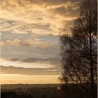 Blick aus dem Küchenfenster bei Sonnenuntergang