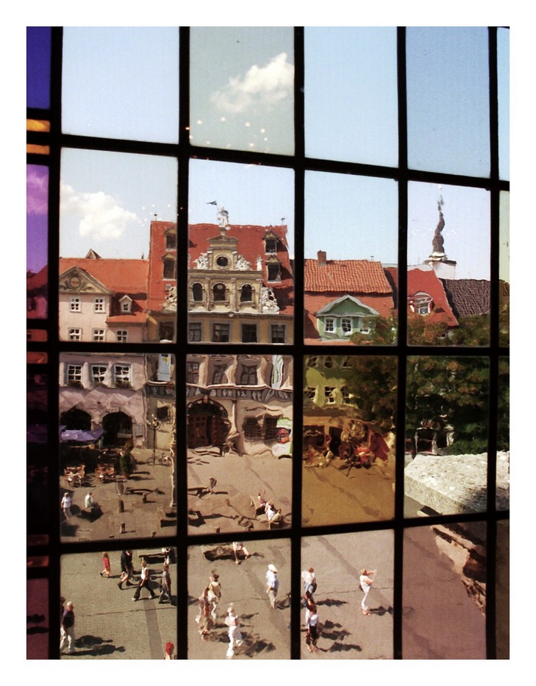 Blick aus dem Rathausfenster von Erfurt