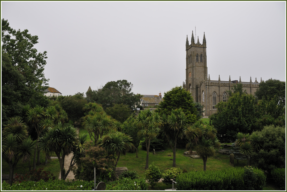 Blick aus dem rückwärtigen Fenster der Pension, auf den Friedhof von Penzance