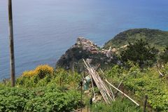 Blick aus den Weinbergen auf Corniglia