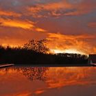 Blick aus der Dachluke-Sonnenuntergang 