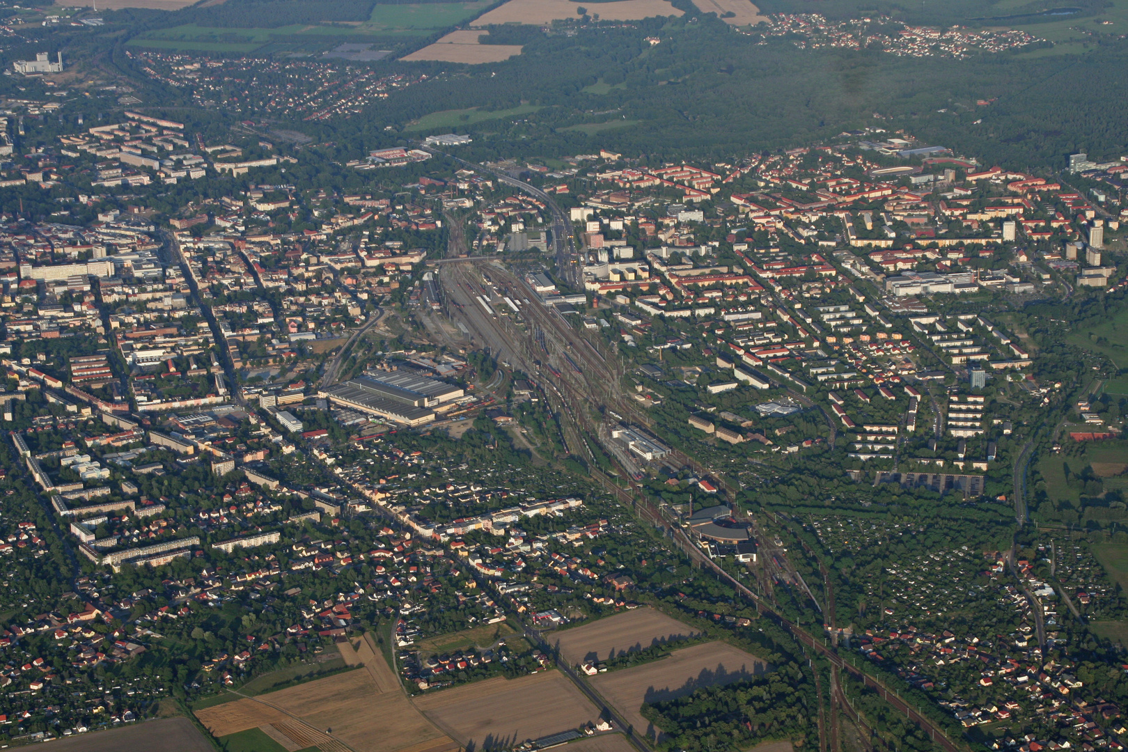 Blick aus einem Ballon auf Cottbus