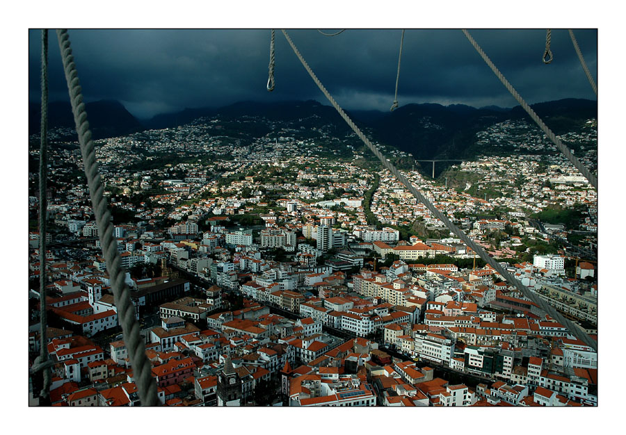 Blick aus einem Ballon auf den Lebensraum "Stadt"