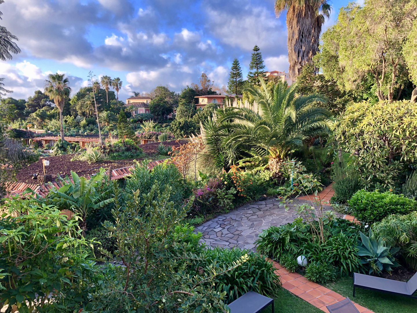 Blick aus meinem Hotelzimmer in den Garten des Hotels