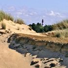 Blick durch die Dünen auf den Amrumer Leuchtturm