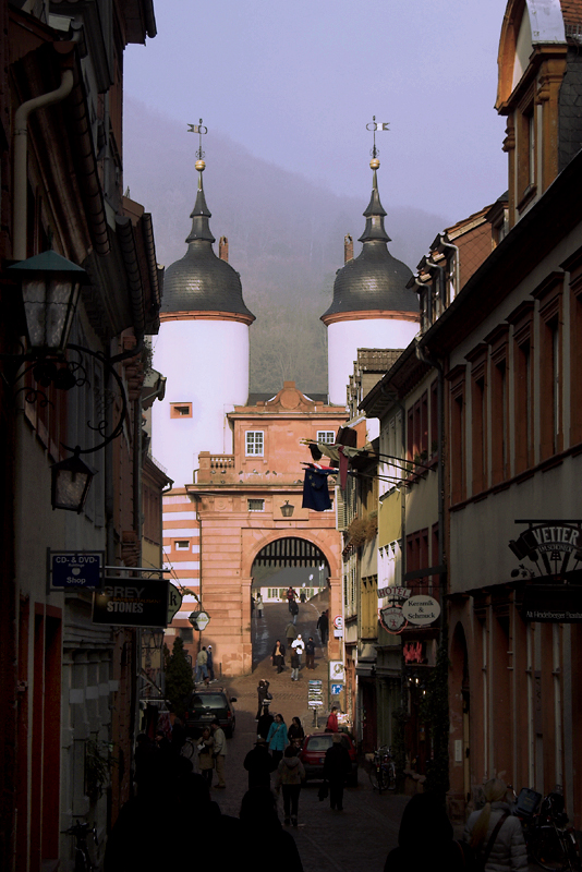 Blick durch die Steingasse auf die Alte Brücke