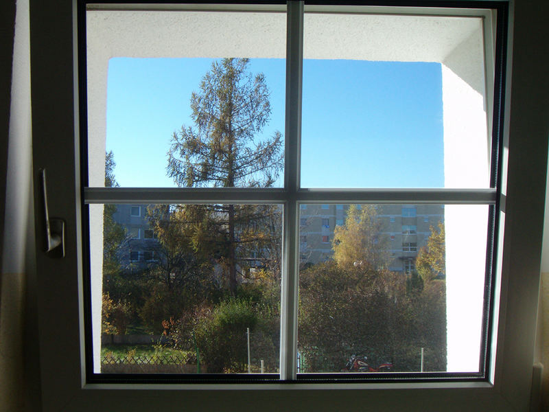 blick durch ein Fenster nach draußen Foto & Bild