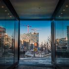 Blick Elbphilharmonie Pavillon auf die Baustelle