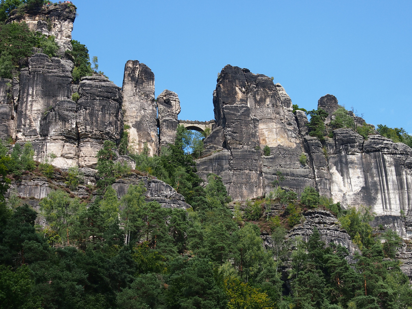 Blick empor zur Basteibrücke